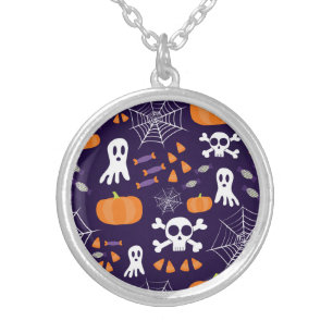 Fun Halloween Pattern Silver Plated Necklace