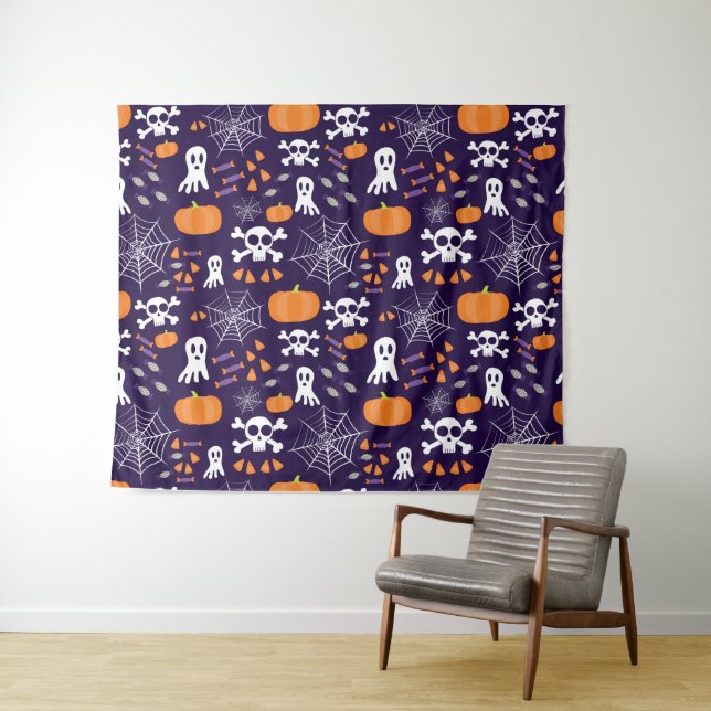 Fun Halloween Pattern Tapestry (In Situ (Horizontal))