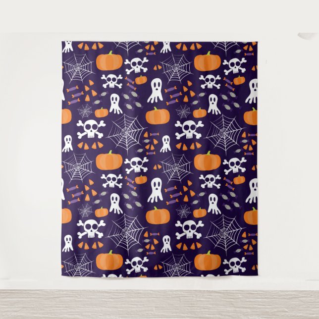 Fun Halloween Pattern Tapestry (Front)