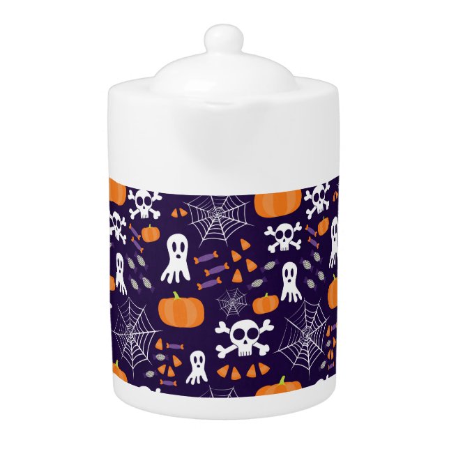 Fun Halloween Pattern Teapot (Front)