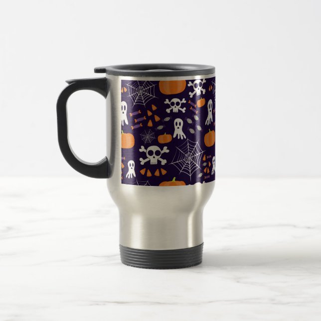 Fun Halloween Pattern Travel Mug (Left)