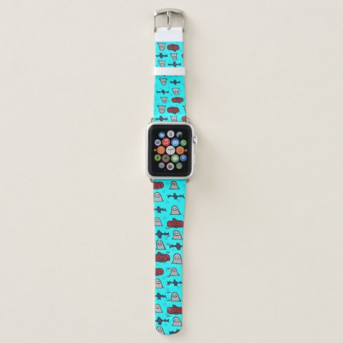 Fun Halloween Print on Blue  Apple Watch Band