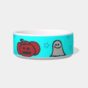 Fun Halloween Print on Blue Bowl