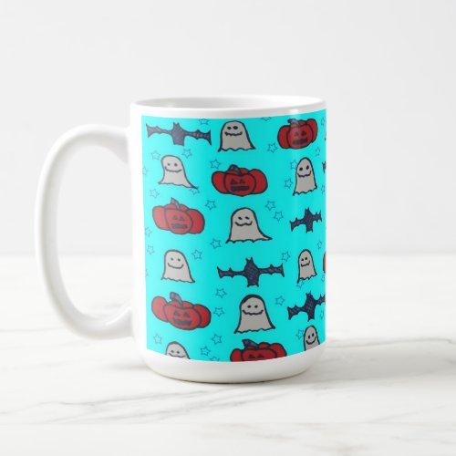 Fun Halloween Print on Blue Coffee Mug