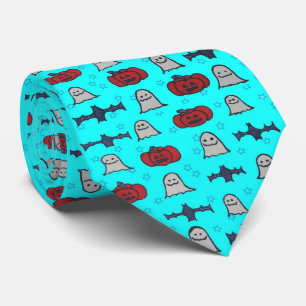 Fun Halloween Print on Blue Neck Tie