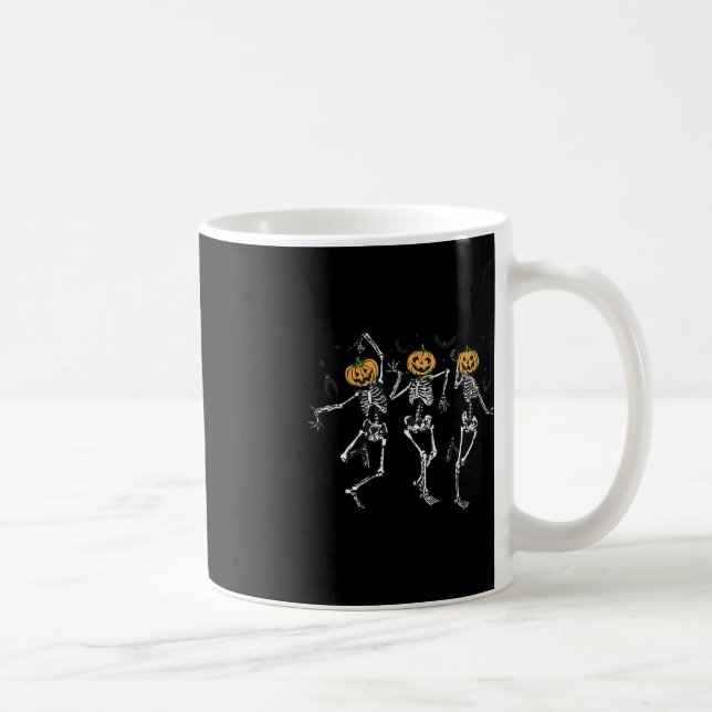 Fun Halloween Pumpkin Dancing Skeleton Costume Wom Coffee Mug (Right)