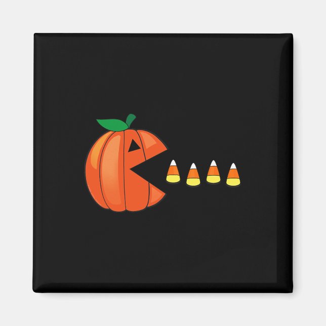 Fun Halloween Pumpkin Eating Candy Corn  Magnet (Front)