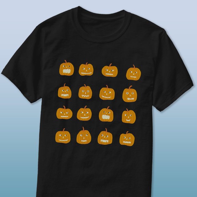 Fun Halloween Pumpkin Lantern Pattern T-Shirt (Fun Halloween pumpkin lantern t-shirt)