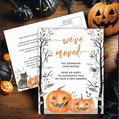 Fun Halloween Pumpkin We Have Moved Change Address Announcement Postcard