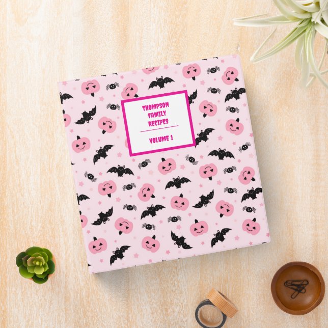 Fun Halloween Pumpkins and Bat Pattern  3 Ring Binder (In Situ)