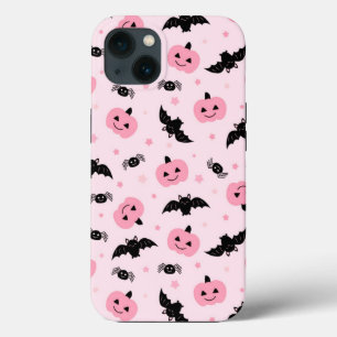 Fun Halloween Pumpkins and Bat Pattern iPhone 13 Case
