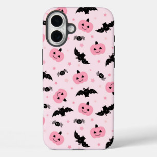 Fun Halloween Pumpkins and Bat Pattern  iPhone 16 Plus Case
