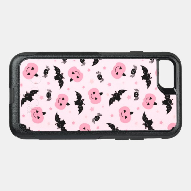 Fun Halloween Pumpkins and Bat Pattern  Otterbox iPhone Case (Back Horizontal)