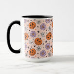 Fun Halloween Pumpkins and Flowers Pattern Mug
