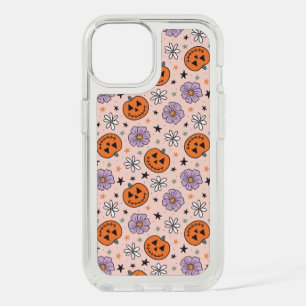 Fun Halloween Pumpkins and Flowers Pattern iPhone 15 Case
