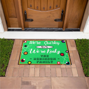 Fun Halloween Quirky Kooky Green Orange Red Doormat