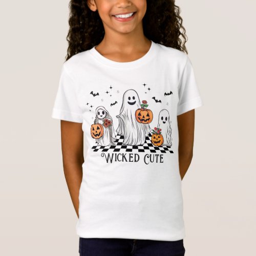 Fun Halloween wicked cute trio retro checkerboard  T_Shirt