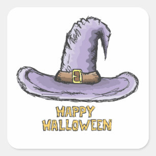 Fun Halloween Witch Hat - Trick-or-Treating Sticke Square Sticker