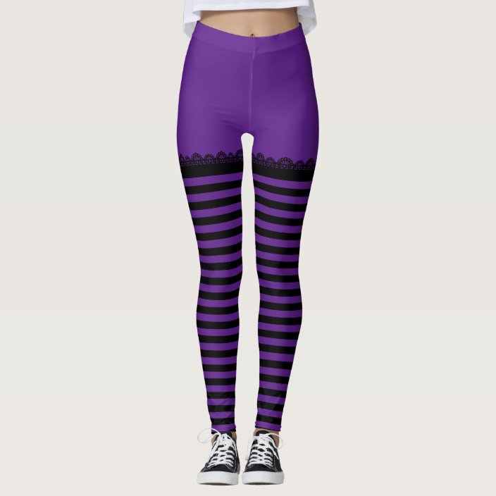 purple black striped leggings