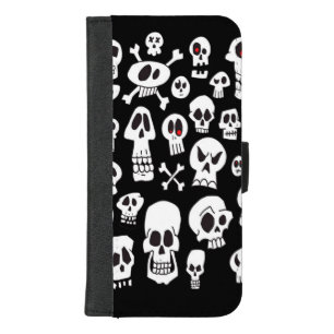 Fun Hand Drawn Cartoon Skulls iPhone 8/7 Plus Wallet Case