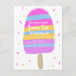 Fun Hand Drawn Ice Cream Party Painterly Birthday Postcard