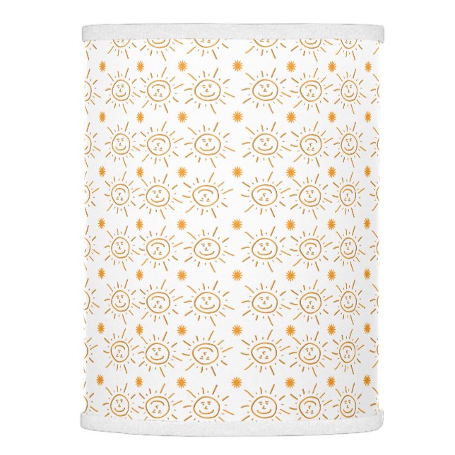 Fun Hand Drawn Smiling Face Sunshine Pattern Lamp Shade (Right)
