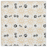 Fun Hand Drawn Sun With Pet Paws Fabric