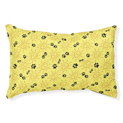 Fun Hand Drawn Sunshine Black Paws Over Yellow