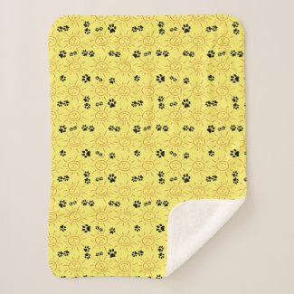 Fun Hand Drawn Sunshine Black Paws Over Yellow