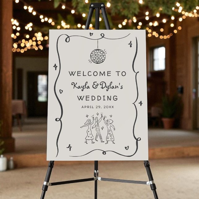 Fun Hand Drawn Whimsical Wavy Frame Wedding Foam Board (Creator Uploaded)