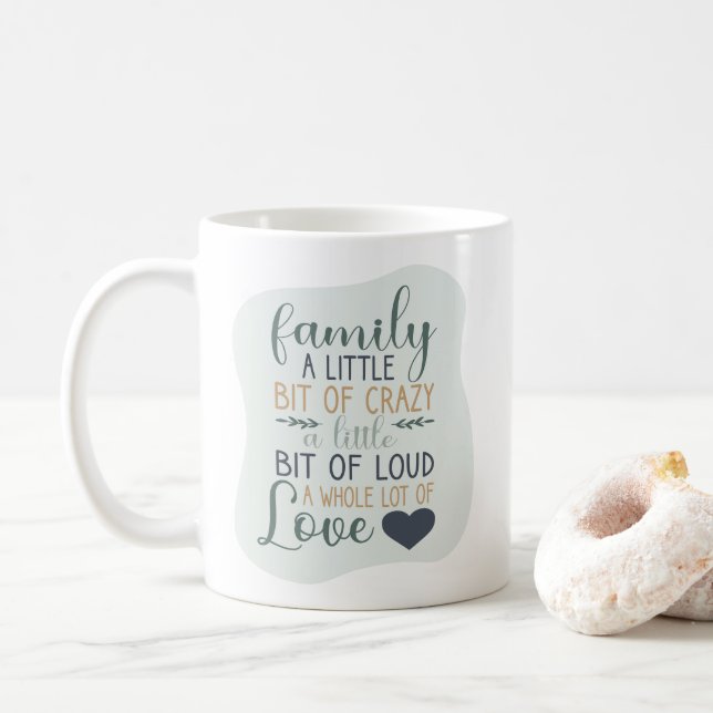 Fun Hand Lettered Color Editable Family Quote Coffee Mug (With Donut)