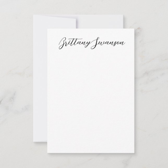 Fun Hand-written style Name in Black and White Note Card (Front)