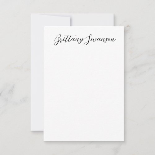 Fun Hand_written style Name in Black and White Note Card