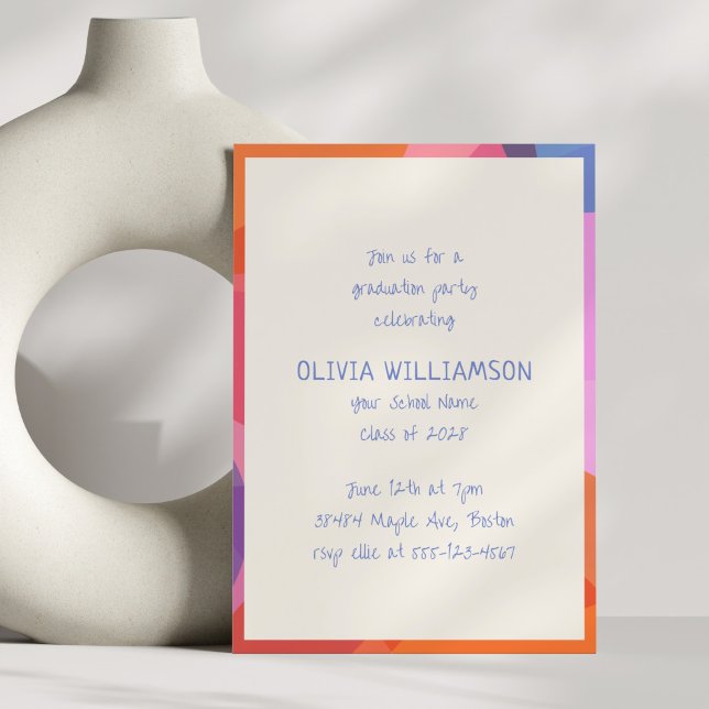Fun Handwritten Colorful Modern Graduation Party Invitation (Creator Uploaded)