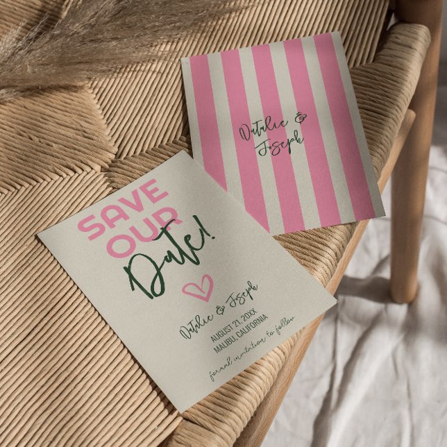 Fun Handwritten Whimsical Pastel Summer Wedding Save The Date (Creator Uploaded)