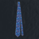 Fun Hanukkah Blue Tie Colorful Stars of David<br><div class="desc">This is a fun way to dress for the holidays! This Hanukkah star print is colorful,  and the blue background make those stars pop and look extra festive!

Fiona Stokes Gilbert
All Rights Reserved</div>