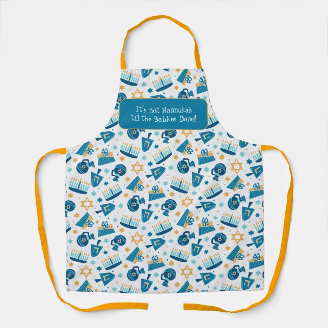 Fun Hanukkah Pattern Apron (Front)