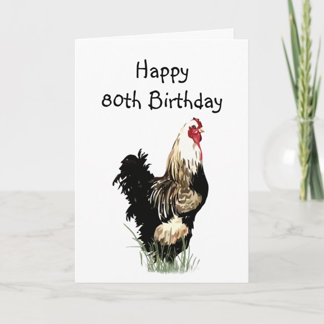 Fun Happy 80th Birthday Spring Chicken Humor Card (Front)