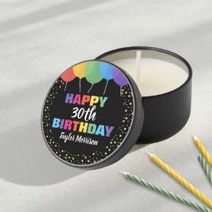 Fun Happy Birthday Balloons Custom Text Any Year Mini Candle Favors