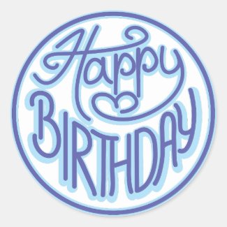 Fun Happy Birthday design Classic Round Sticker