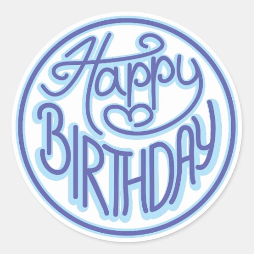 Fun Happy Birthday design Classic Round Sticker