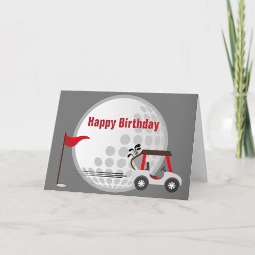 Fun Happy Birthday Golfer Golf Ball Cart  Quote Card
