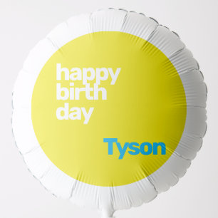 fun happy Birthday minimal modern yellow custom Balloon