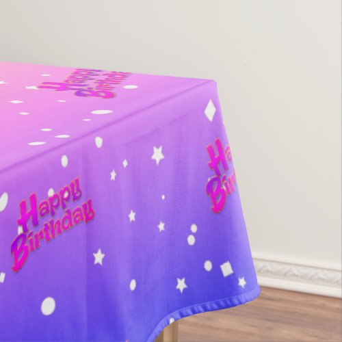 Fun Happy Birthday on Pink and Gold Gradient Tablecloth