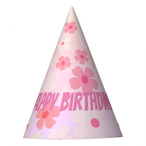 Fun Happy Birthday Pink Flower Power Party Hat