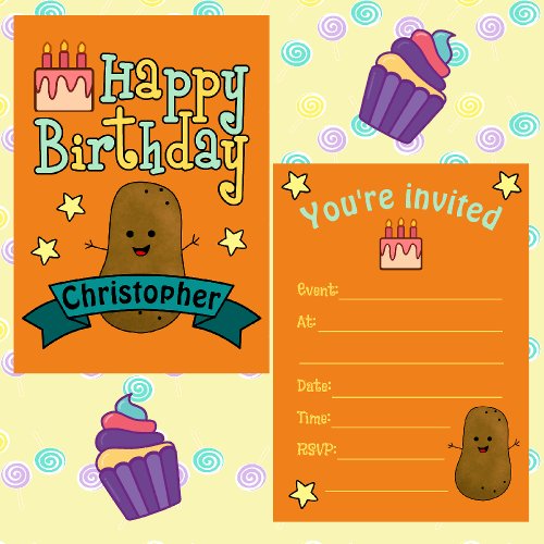 Fun Happy Birthday Potato Personalized Invitation