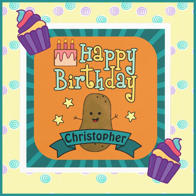 Fun Happy Birthday Potato Personalized Napkins (Creator Uploaded)