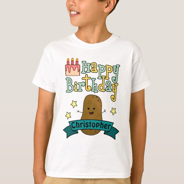 Fun Happy Birthday Potato Personalized T-Shirt (Front)