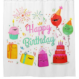 Fun Happy Birthday Shower Curtain
