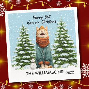 Fun Happy Cat Happier Christmas Napkins